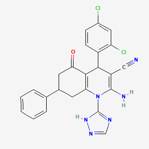 2-Amino-4-(2,4-dichlorophenyl)-5-oxo-7-phenyl-1-(1H-1,2,4-triazol-5-YL)-1,4,5,6,7,8-hexahydro-3-quinolinecarbonitrile