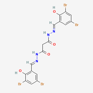 molecular formula C17H12Br4N4O4 B15087265 N'~1~,N'~3~-bis[(E)-(3,5-dibromo-2-hydroxyphenyl)methylidene]propanedihydrazide 