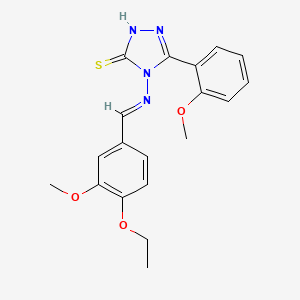 molecular formula C19H20N4O3S B15087286 4-((4-Ethoxy-3-methoxybenzylidene)amino)-3-(2-methoxyphenyl)-1H-1,2,4-triazole-5(4H)-thione CAS No. 478257-21-5