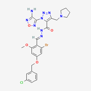 molecular formula C25H25BrClN9O4 B15087292 3-(4-amino-1,2,5-oxadiazol-3-yl)-N-[(E)-[2-bromo-4-[(3-chlorophenyl)methoxy]-6-methoxyphenyl]methylideneamino]-5-(pyrrolidin-1-ylmethyl)triazole-4-carboxamide 