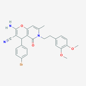 molecular formula C26H24BrN3O4 B15087367 2-amino-4-(4-bromophenyl)-6-[2-(3,4-dimethoxyphenyl)ethyl]-7-methyl-5-oxo-5,6-dihydro-4H-pyrano[3,2-c]pyridine-3-carbonitrile 