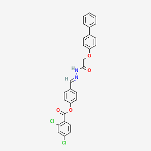 molecular formula C28H20Cl2N2O4 B15087386 4-[(E)-{2-[(biphenyl-4-yloxy)acetyl]hydrazinylidene}methyl]phenyl 2,4-dichlorobenzoate CAS No. 477729-86-5