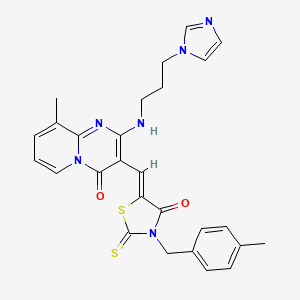 2-{[3-(1H-imidazol-1-yl)propyl]amino}-9-methyl-3-{(Z)-[3-(4-methylbenzyl)-4-oxo-2-thioxo-1,3-thiazolidin-5-ylidene]methyl}-4H-pyrido[1,2-a]pyrimidin-4-one