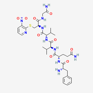 molecular formula C34H48N10O9S B15087449 (2S)-N-[(2S)-1-[[(2S)-1-[[(2R)-1-[(2-amino-2-oxoethyl)amino]-3-(3-nitropyridin-2-yl)sulfanyl-1-oxopropan-2-yl]amino]-3-methyl-1-oxobutan-2-yl]amino]-3-methyl-1-oxobutan-2-yl]-2-[[(2S)-2-amino-3-phenylpropanoyl]amino]pentanediamide 