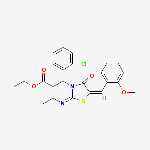 ethyl (2E)-5-(2-chlorophenyl)-2-(2-methoxybenzylidene)-7-methyl-3-oxo-2,3-dihydro-5H-[1,3]thiazolo[3,2-a]pyrimidine-6-carboxylate