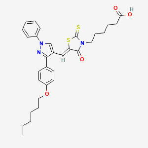 molecular formula C31H35N3O4S2 B15087545 6-[(5Z)-5-({3-[4-(hexyloxy)phenyl]-1-phenyl-1H-pyrazol-4-yl}methylene)-4-oxo-2-thioxo-1,3-thiazolidin-3-yl]hexanoic acid 