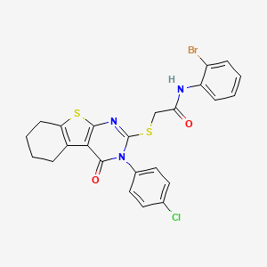 molecular formula C24H19BrClN3O2S2 B15087556 N-(2-bromophenyl)-2-{[3-(4-chlorophenyl)-4-oxo-3,4,5,6,7,8-hexahydro[1]benzothieno[2,3-d]pyrimidin-2-yl]sulfanyl}acetamide CAS No. 477313-41-0