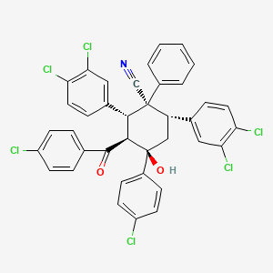 molecular formula C38H25Cl6NO2 B15087625 (1R,2R,3S,4R,6S)-3-(4-chlorobenzoyl)-4-(4-chlorophenyl)-2,6-bis(3,4-dichlorophenyl)-4-hydroxy-1-phenylcyclohexanecarbonitrile CAS No. 1217784-82-1