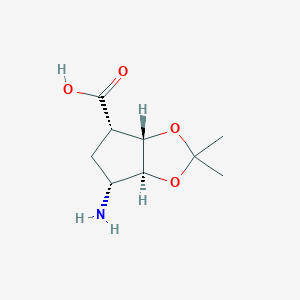 molecular formula C9H15NO4 B15087663 (3aS,4S,6R,6aS)-6-Amino-2,2-dimethyltetrahydro-2H,3aH-cyclopenta[d][1,3]dioxole-4-carboxylic acid CAS No. 220497-93-8