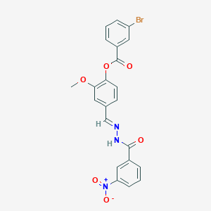 2-Methoxy-4-(2-(3-nitrobenzoyl)carbohydrazonoyl)phenyl 3-bromobenzoate