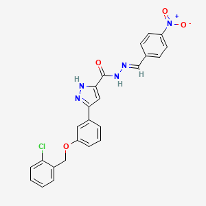 molecular formula C24H18ClN5O4 B15087780 3-(3-((2-CL-Benzyl)oxy)PH)-N'-(4-nitrobenzylidene)-1H-pyrazole-5-carbohydrazide 