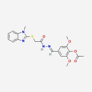 2,6-dimethoxy-4-[(E)-(2-{[(1-methyl-1H-benzimidazol-2-yl)sulfanyl]acetyl}hydrazinylidene)methyl]phenyl acetate