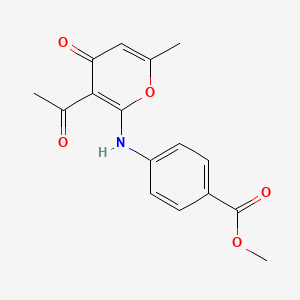 molecular formula C16H15NO5 B15087868 Methyl 4-((3-acetyl-6-methyl-4-oxo-4H-pyran-2-YL)amino)benzoate 