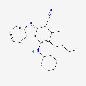 molecular formula C23H28N4 B15087906 2-Butyl-1-(cyclohexylamino)-3-methylpyrido[1,2-a]benzimidazole-4-carbonitrile 