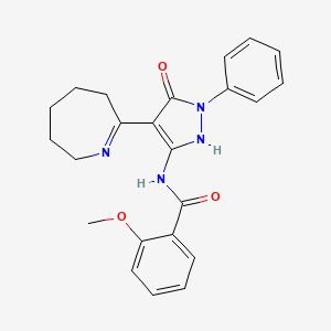 N-[(3Z,4Z)-4-(azepan-2-ylidene)-5-oxo-1-phenylpyrazolidin-3-ylidene]-2-methoxybenzamide