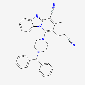 molecular formula C33H30N6 B15088006 2-(2-Cyanoethyl)-1-[4-(diphenylmethyl)piperazin-1-yl]-3-methylpyrido[1,2-a]benzimidazole-4-carbonitrile 