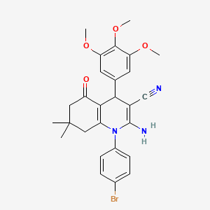 molecular formula C27H28BrN3O4 B15088025 2-Amino-1-(4-bromophenyl)-7,7-dimethyl-5-oxo-4-(3,4,5-trimethoxyphenyl)-1,4,5,6,7,8-hexahydro-3-quinolinecarbonitrile CAS No. 339322-17-7