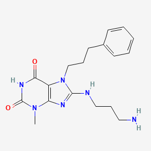 molecular formula C18H24N6O2 B15088037 8-((3-Aminopropyl)amino)-3-methyl-7-(3-phenylpropyl)-1H-purine-2,6(3H,7H)-dione CAS No. 476482-27-6