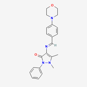 molecular formula C22H24N4O2 B15088064 1,5-dimethyl-4-({(E)-[4-(4-morpholinyl)phenyl]methylidene}amino)-2-phenyl-1,2-dihydro-3H-pyrazol-3-one 