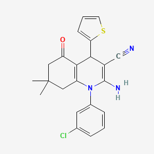 molecular formula C22H20ClN3OS B15088065 2-Amino-1-(3-chlorophenyl)-7,7-dimethyl-5-oxo-4-(thiophen-2-yl)-1,4,5,6,7,8-hexahydroquinoline-3-carbonitrile CAS No. 312535-48-1