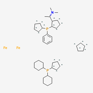 molecular formula C42H53Fe2NP2 B15088188 1-Dicyclohexylphosphino-1'-{(R)-{(RP)-2-[(S)-1-(dimethylamino)ethyl]ferrocenyl}phenylphosphino}ferrocene, 97% 