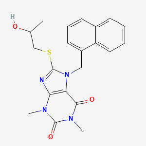 molecular formula C21H22N4O3S B15088228 8-((2-Hydroxypropyl)thio)-1,3-dimethyl-7-(naphthalen-1-ylmethyl)-1H-purine-2,6(3H,7H)-dione CAS No. 476480-44-1