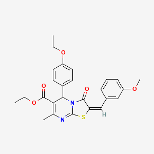 molecular formula C26H26N2O5S B15088264 ethyl (2E)-5-(4-ethoxyphenyl)-2-(3-methoxybenzylidene)-7-methyl-3-oxo-2,3-dihydro-5H-[1,3]thiazolo[3,2-a]pyrimidine-6-carboxylate 