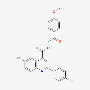 molecular formula C25H17BrClNO4 B15088302 2-(4-Methoxyphenyl)-2-oxoethyl 6-bromo-2-(4-chlorophenyl)quinoline-4-carboxylate 