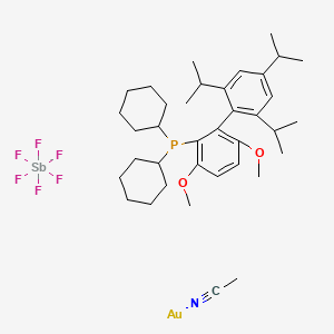 molecular formula C37H56AuF6NO2PSb- B15088376 (Acetonitrile)[2-(dicyclohexylphosphino)3,6-dimethoxy-2',4',6'-triisopropyl-1,1'-biphenyl] gold(I) hexafluoroantimonate 