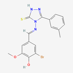 molecular formula C17H15BrN4O2S B15088433 4-((3-Bromo-4-hydroxy-5-methoxybenzylidene)amino)-3-(m-tolyl)-1H-1,2,4-triazole-5(4H)-thione CAS No. 478256-19-8