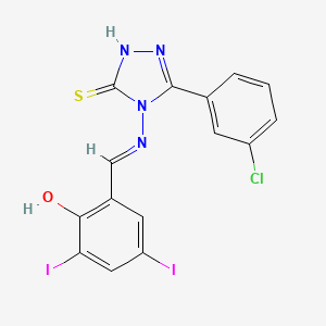 3-(3-Chlorophenyl)-4-((2-hydroxy-3,5-diiodobenzylidene)amino)-1H-1,2,4-triazole-5(4H)-thione