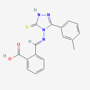 molecular formula C17H14N4O2S B15088554 2-(((5-Thioxo-3-(m-tolyl)-1H-1,2,4-triazol-4(5H)-yl)imino)methyl)benzoic acid 