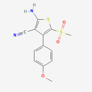 molecular formula C13H12N2O3S2 B15089156 2-Amino-4-(4-methoxyphenyl)-5-(methylsulfonyl)thiophene-3-carbonitrile 