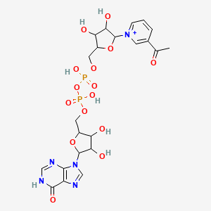 molecular formula C22H28N5O15P2+ B15089217 [[5-(3-acetylpyridin-1-ium-1-yl)-3,4-dihydroxyoxolan-2-yl]methoxy-hydroxyphosphoryl] [3,4-dihydroxy-5-(6-oxo-1H-purin-9-yl)oxolan-2-yl]methyl hydrogen phosphate 