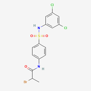 molecular formula C15H13BrCl2N2O3S B15089234 Propanamide, 2-bromo-N-[4-[[(3,5-dichlorophenyl)amino]sulfonyl]phenyl]- CAS No. 648859-82-9