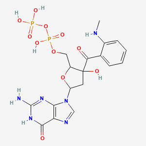 [5-(2-amino-6-oxo-1H-purin-9-yl)-3-hydroxy-3-[2-(methylamino)benzoyl]oxolan-2-yl]methyl phosphono hydrogen phosphate