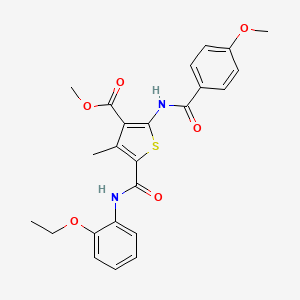 molecular formula C24H24N2O6S B15089325 Methyl 5-((2-ethoxyphenyl)carbamoyl)-2-(4-methoxybenzamido)-4-methylthiophene-3-carboxylate 