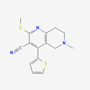 6-Methyl-2-(methylthio)-4-(thiophen-2-yl)-5,6,7,8-tetrahydro-1,6-naphthyridine-3-carbonitrile