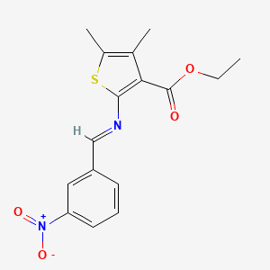 molecular formula C16H16N2O4S B15089437 4,5-Dimethyl-2-[(3-nitro-benzylidene)-amino]-thiophene-3-carboxylic acid ethyl ester 