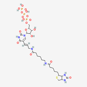 molecular formula C28H45N6O18P3S B15089599 [[5-[2,4-dioxo-5-[(E)-3-[6-[5-(2-oxo-1,3,3a,4,6,6a-hexahydrothieno[3,4-d]imidazol-4-yl)pentanoylamino]hexanoylamino]prop-1-enyl]pyrimidin-1-yl]-3,4-dihydroxyoxolan-2-yl]methoxy-hydroxyphosphoryl] phosphono hydrogen phosphate 