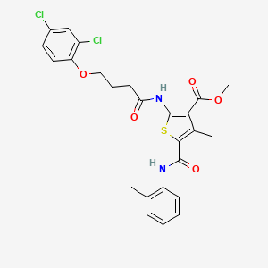 molecular formula C26H26Cl2N2O5S B15089933 Methyl 2-(4-(2,4-dichlorophenoxy)butanamido)-5-((2,4-dimethylphenyl)carbamoyl)-4-methylthiophene-3-carboxylate 