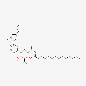 molecular formula C32H59ClN2O6S B15090037 [6-[2-Chloro-1-[(1-methyl-4-propylpyrrolidine-2-carbonyl)amino]propyl]-4,5-dihydroxy-2-methylsulfanyloxan-3-yl] tetradecanoate 