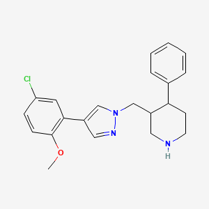 molecular formula C22H24ClN3O B15090162 3-[[4-(5-Chloro-2-methoxyphenyl)pyrazol-1-yl]methyl]-4-phenylpiperidine 