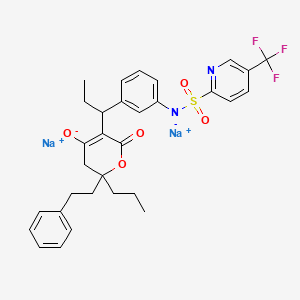 disodium;6-oxo-2-(2-phenylethyl)-2-propyl-5-[1-[3-[5-(trifluoromethyl)pyridin-2-yl]sulfonylazanidylphenyl]propyl]-3H-pyran-4-olate