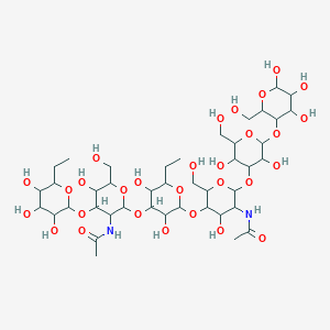 N-[5-[4-[3-acetamido-4-(6-ethyl-3,4,5-trihydroxyoxan-2-yl)oxy-5-hydroxy-6-(hydroxymethyl)oxan-2-yl]oxy-6-ethyl-3,5-dihydroxyoxan-2-yl]oxy-2-[3,5-dihydroxy-2-(hydroxymethyl)-6-[4,5,6-trihydroxy-2-(hydroxymethyl)oxan-3-yl]oxyoxan-4-yl]oxy-4-hydroxy-6-(hydroxymethyl)oxan-3-yl]acetamide