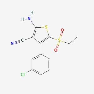 molecular formula C13H11ClN2O2S2 B15090265 2-Amino-4-(3-chlorophenyl)-5-(ethylsulfonyl)thiophene-3-carbonitrile 