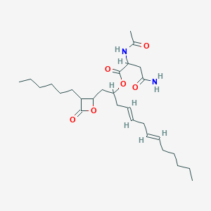 molecular formula C28H46N2O6 B15090553 [(4E,7E)-1-(3-hexyl-4-oxooxetan-2-yl)trideca-4,7-dien-2-yl] 2-acetamido-4-amino-4-oxobutanoate 