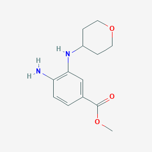 molecular formula C13H18N2O3 B15090638 Methyl 4-amino-3-((tetrahydro-2H-pyran-4-yl)amino)benzoate 