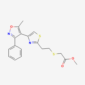 molecular formula C18H18N2O3S2 B15090867 Acetic acid, 2-[[2-[4-(5-methyl-3-phenyl-4-isoxazolyl)-2-thiazolyl]ethyl]thio]-, methyl ester CAS No. 680215-93-4