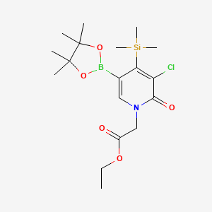 ethyl 2-(3-chloro-2-oxo-5-(4,4,5,5-tetramethyl-1,3,2-dioxaborolan-2-yl)-4-(trimethylsilyl)pyridin-1(2H)-yl)acetate